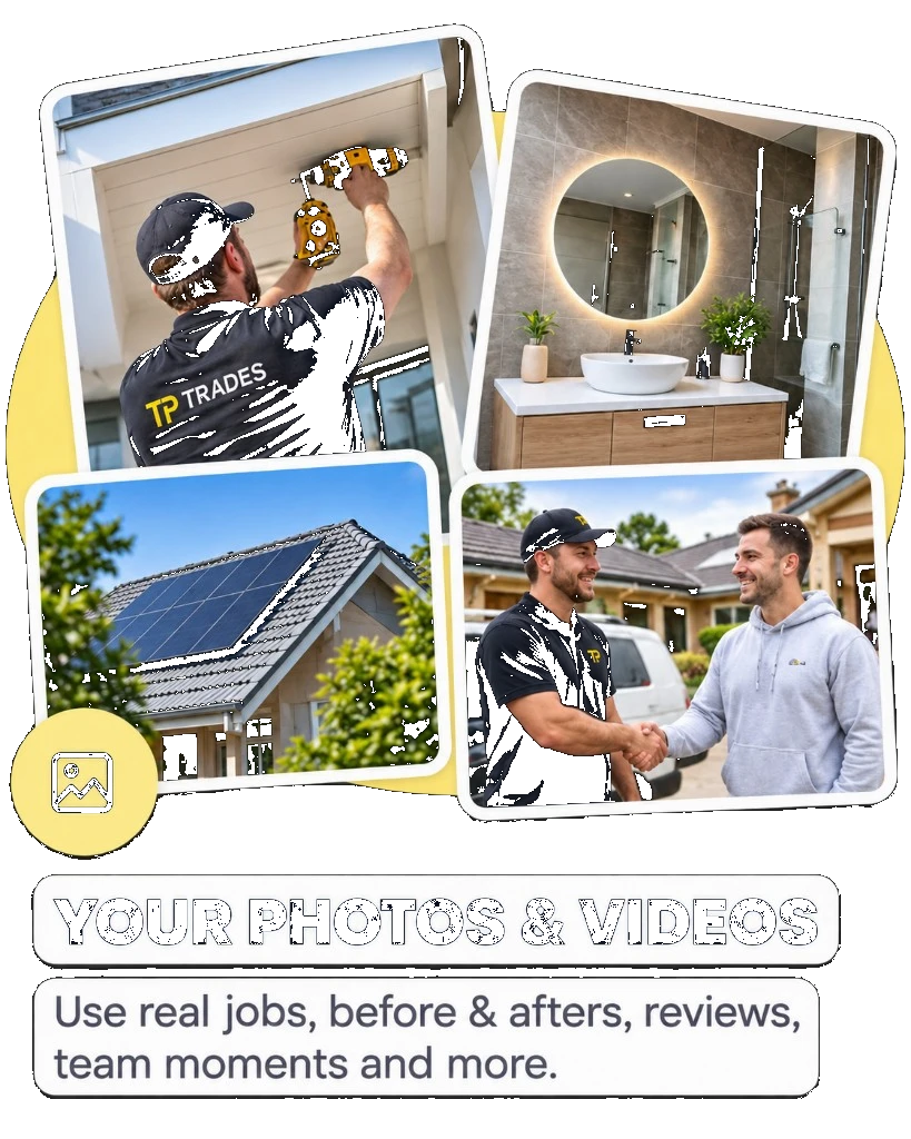 Stack of branded posts created from tradie job photos